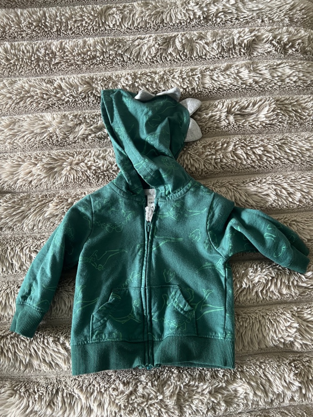 Carter's Green Dinosaur Hoodie, Pants & Cream Dino Bodysuit Set - Picture 4 of 4